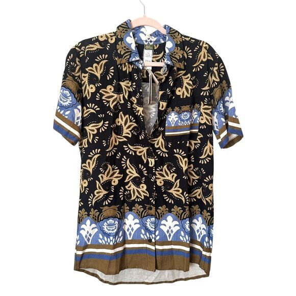 AGUA BENDITA Dean Antiqu Linen Blend Button Down Unisex NWT Medium - Picture 2 of 5